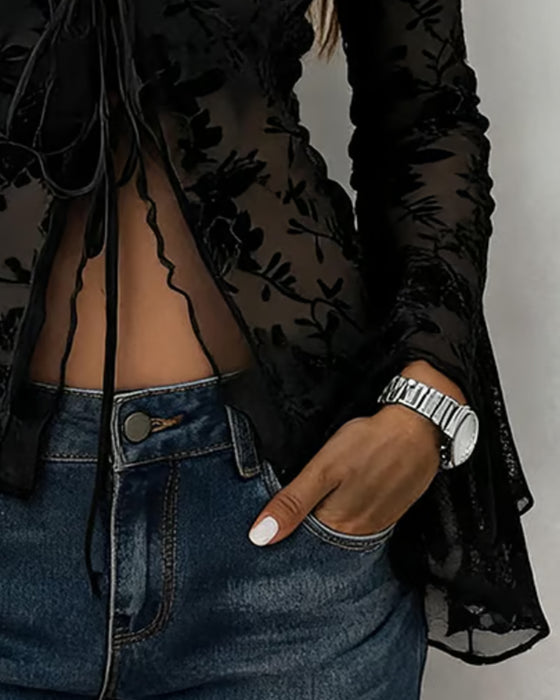 Bluse V-Hals Slids Blonde Panel Snor