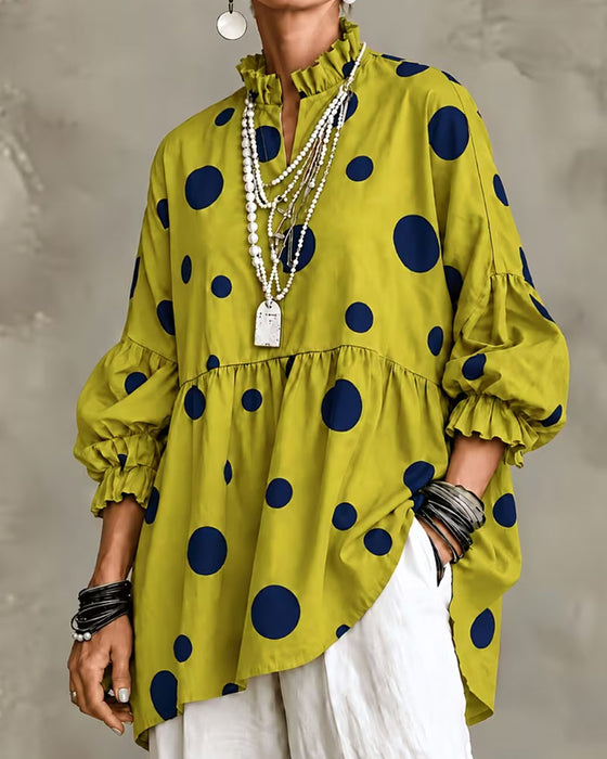 Bluse Stor Prikket Volang