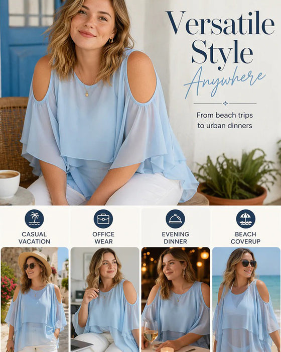 Bluse Rundhalset Bar Skulder Asymmetrisk
