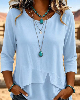 Top Crew Hals Patchwork Asymmetrisk Søm