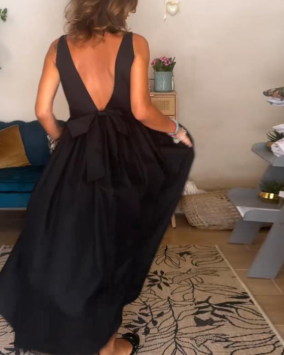 Ryggløs Kjole Med Sløjfe