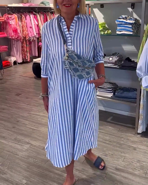 Lang stribet skjortekjole