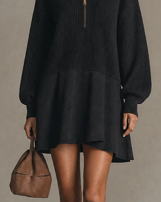 Kjole Sweater Casual Lynlås Lang Ærme