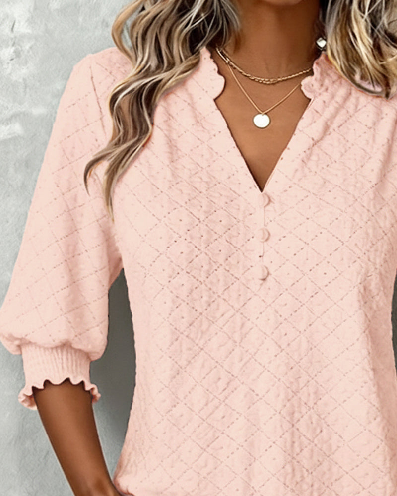 Topp V-Hals Argyle Kortærmet