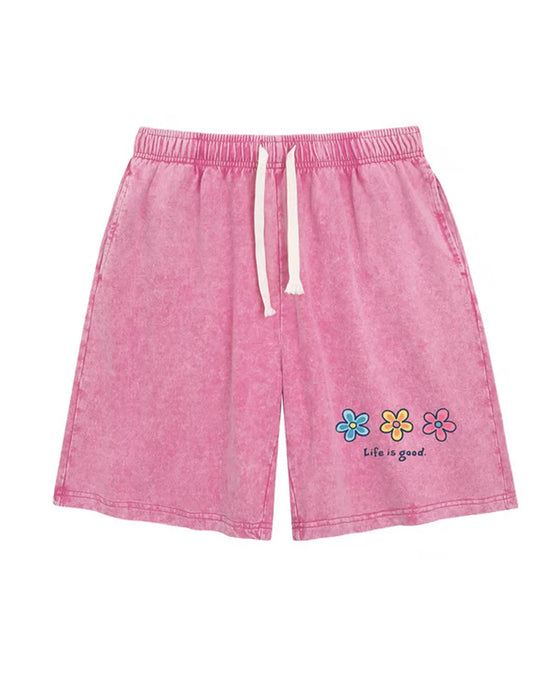 Shorts Blomstertryk Elastisk Snøre