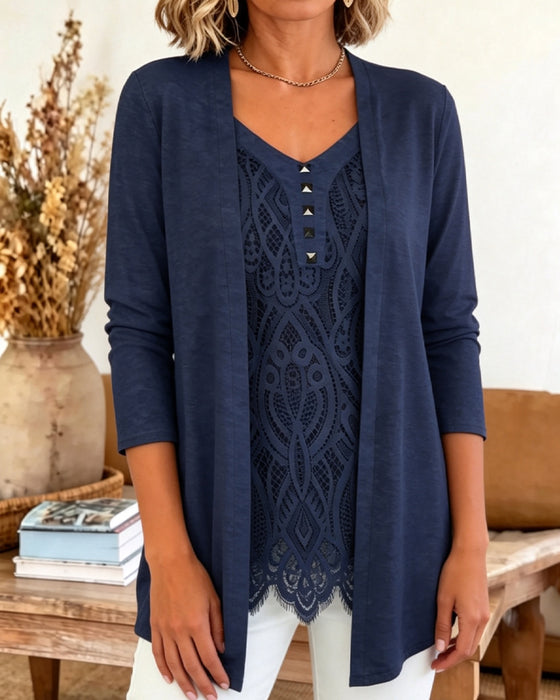 Bluse Fake To Stykker Knipling Patchwork