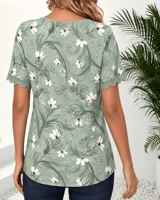 T-Shirt Falsk Lag Bølge Ruffle Tryk