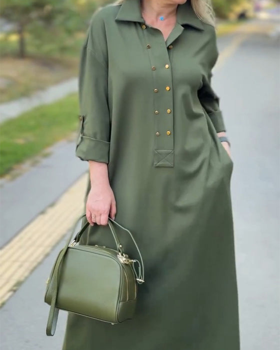 Kjole Jakkeslag Casual Lomme Shift