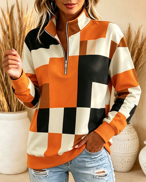 Sweatshirt Langærmet Stående Krave