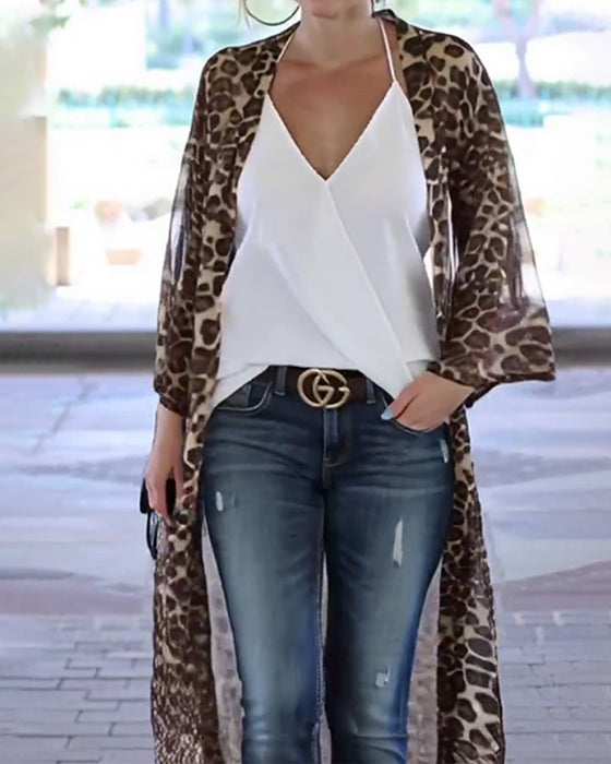 Frappe Lang Leopardtryk Solbeskyttende