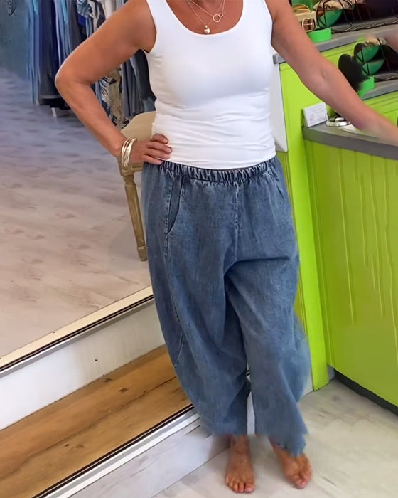 Afslappede Jeans Med Elastisk Talje