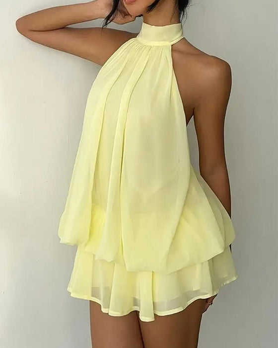 Kjole Halsstrop Chiffon Mini