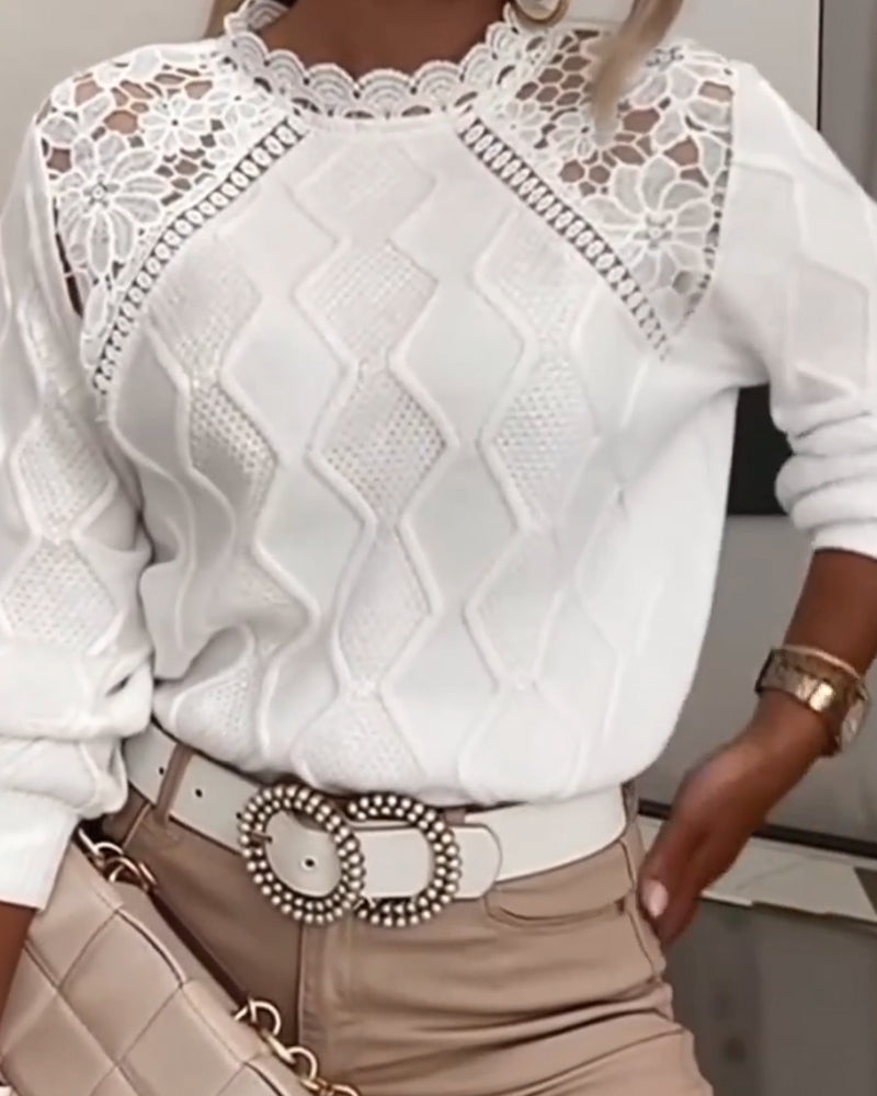 Sweater Blonder Kant Mode Patchwork