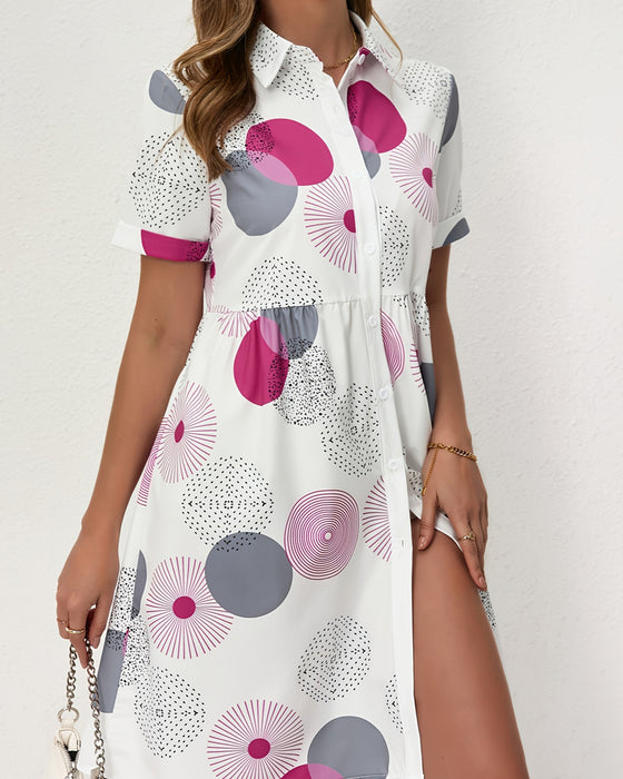Kjole Polka Dot Print Skjorte