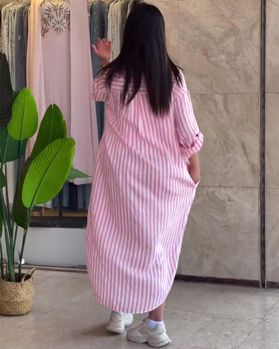 Kjole Løs Flip Stribet