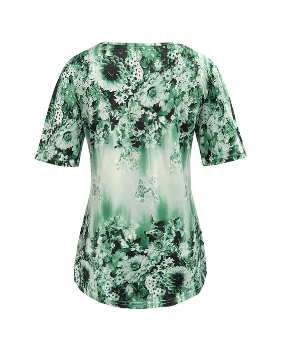 Bluse Kort Ærme Printet Afslappet