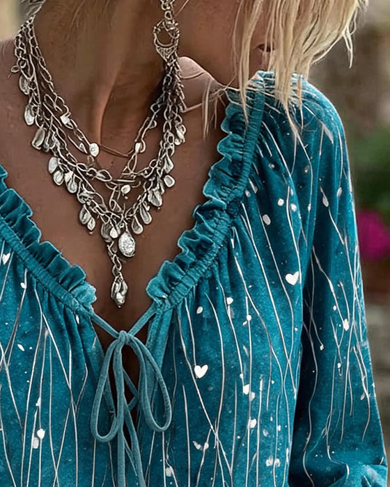 Bluse Hjerte Linje Placement Tryk Slips