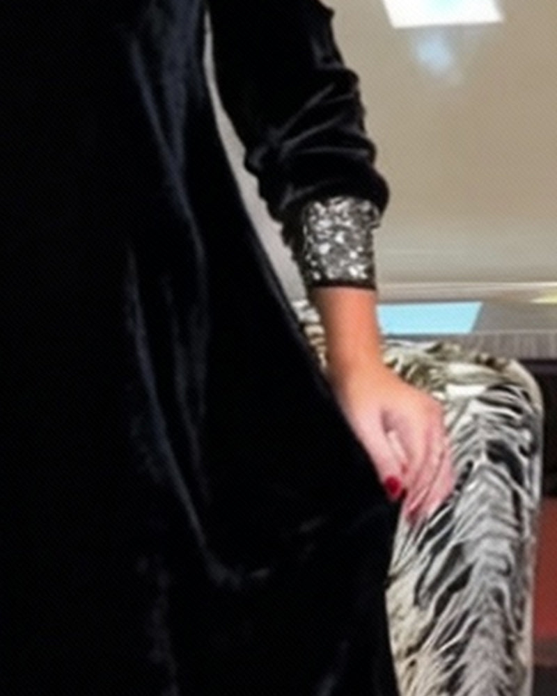 Kjole Sexet Skulderfri Glitrende V-Hals