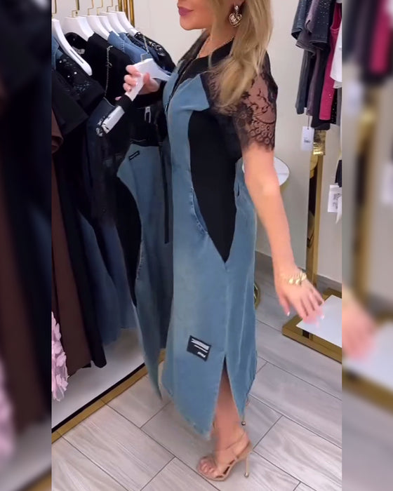 Kjole Med Blonderærmer Og Fashiondesign