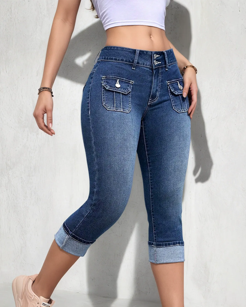 Jeans Casual Lomme Croppet