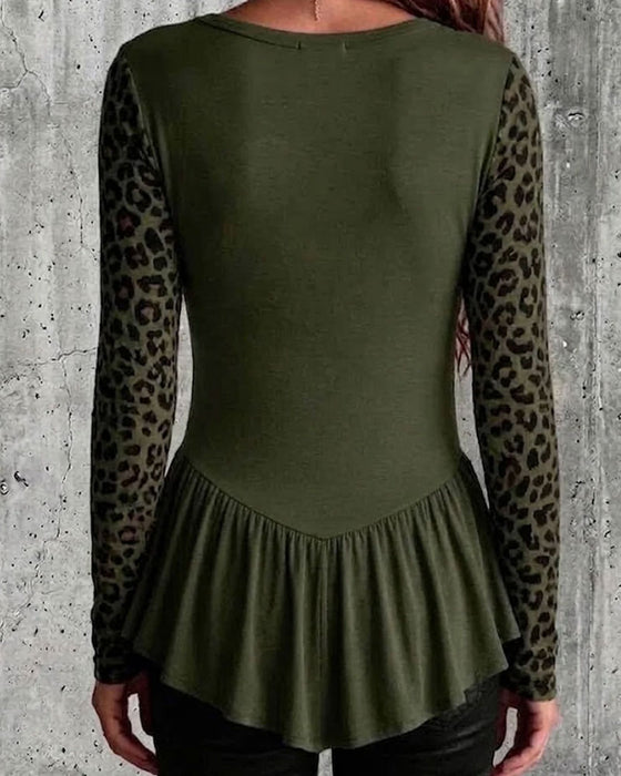 Top Leopard Patchwork Ruffle