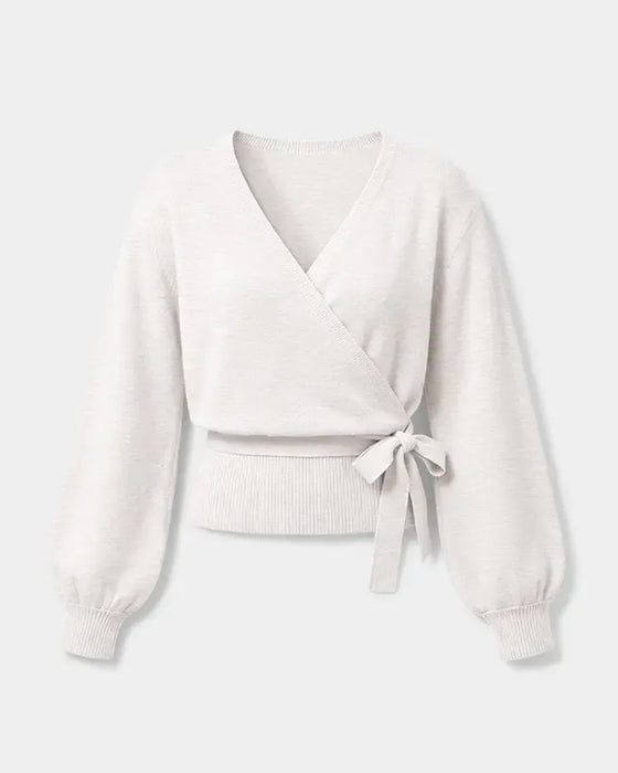 Pullover V-Hals Kryds Bind Kort