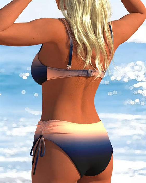 Bikini Gradient Mønster Snøre Mode