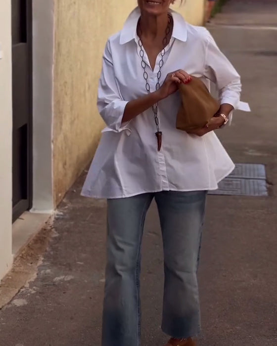 Langærmet Casualskjorte Med Jakkeslag