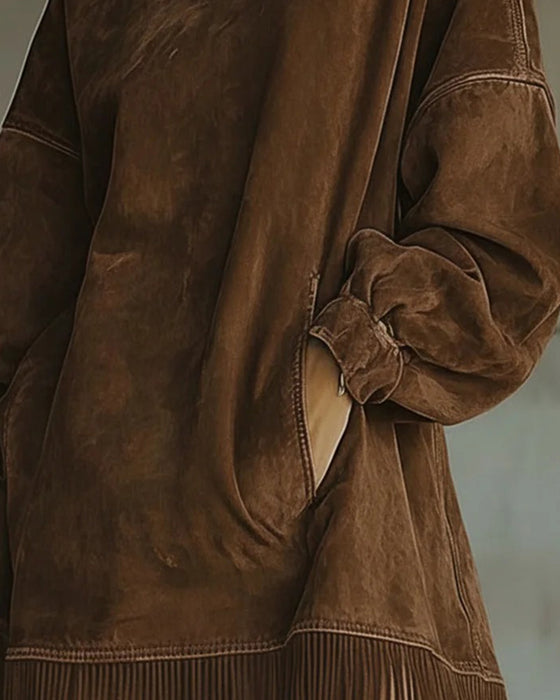 Kjole Turtleneck Frynser Lomme