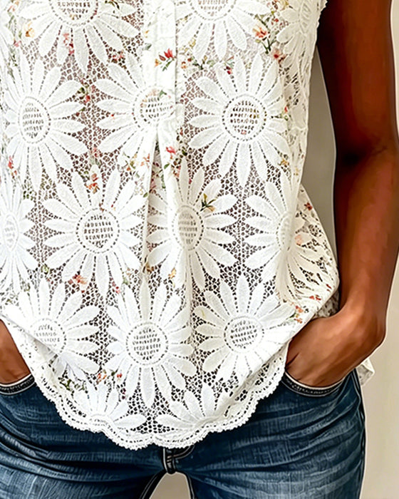 Tank Top Daisy Hollow Out Blonder Ærmeløs