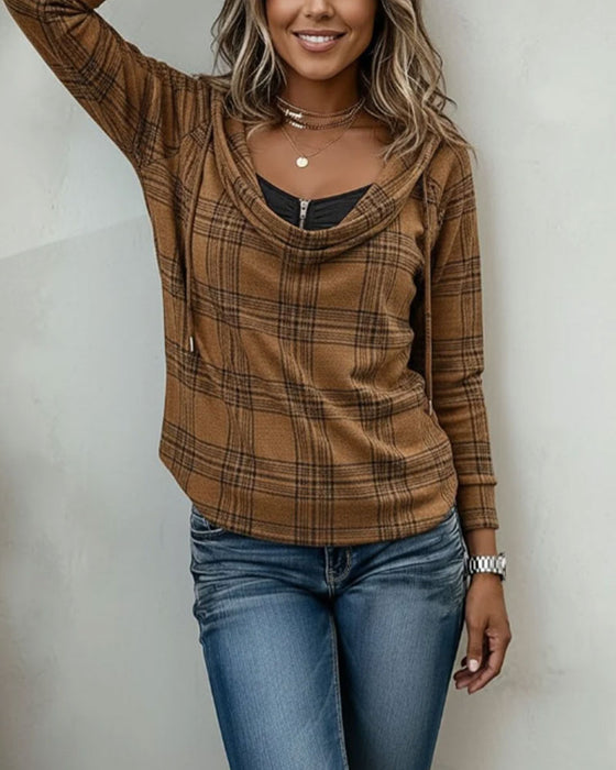 Top Terning Mock Layered Turtleneck Hoodie