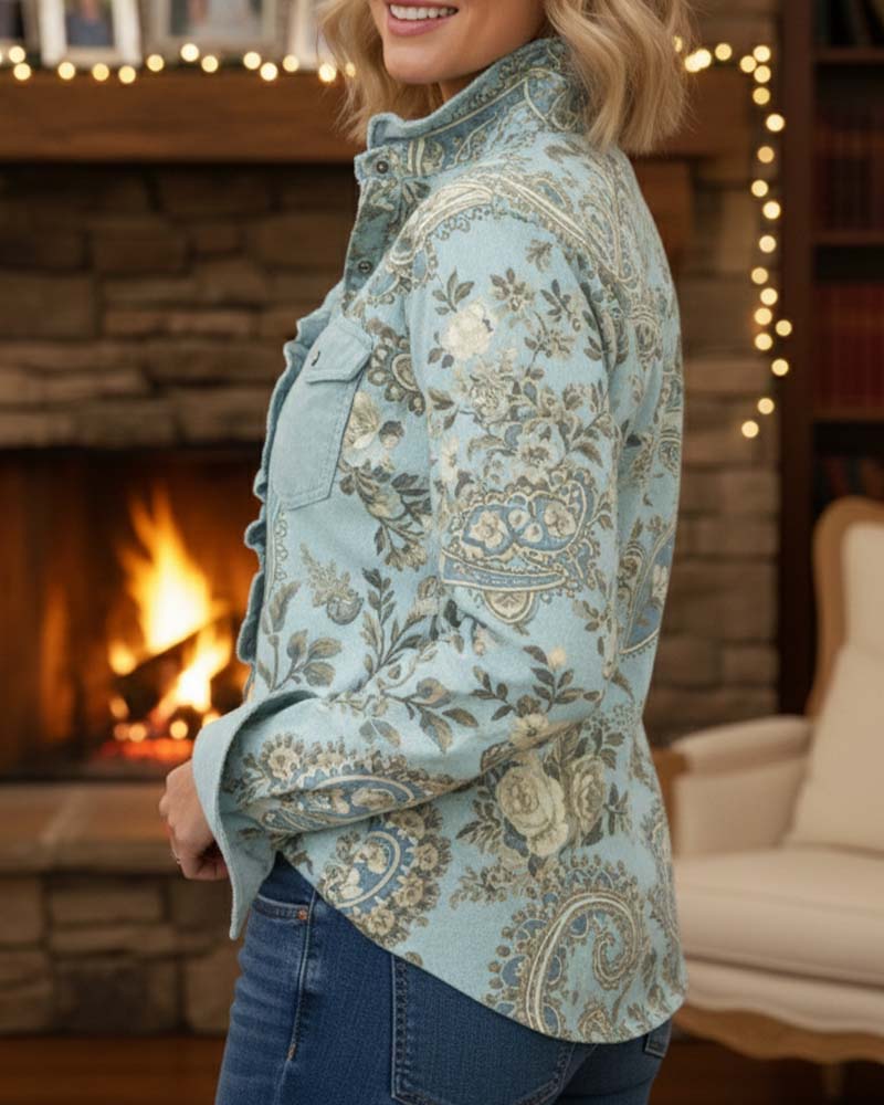 Skjorte Stilfuld Rynket Retroryk