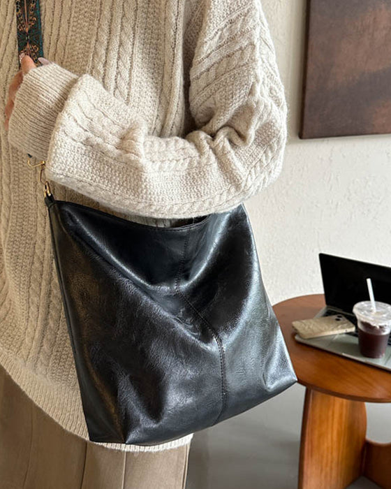 Vintage bucket bag med stor kapacitet og skulderstrop