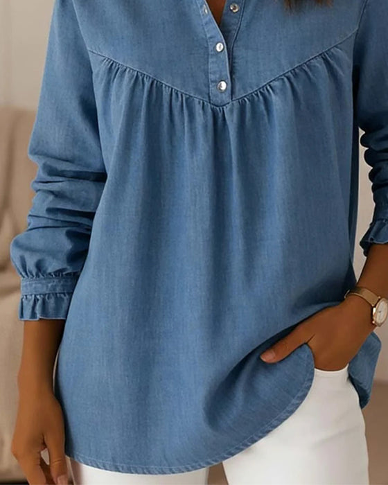 Top Denim Flæse Knappet