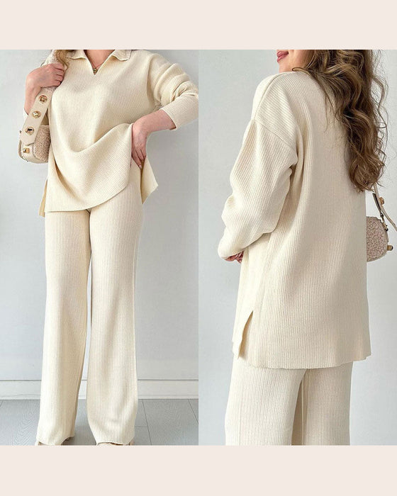 To - delssæt Med Enfarvet Og Strick Egenskaper