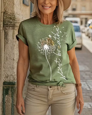 T - Shirt Med Dandelion Print Kort Årløs
