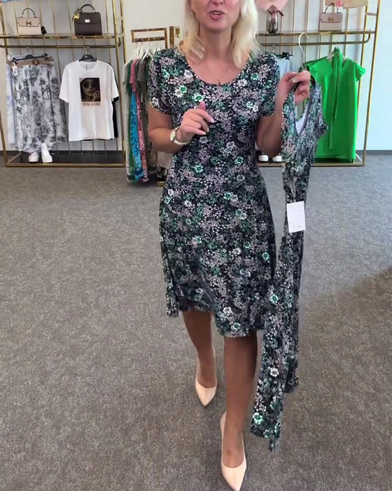 Kjole Stilfuld Slank Talje Trykt