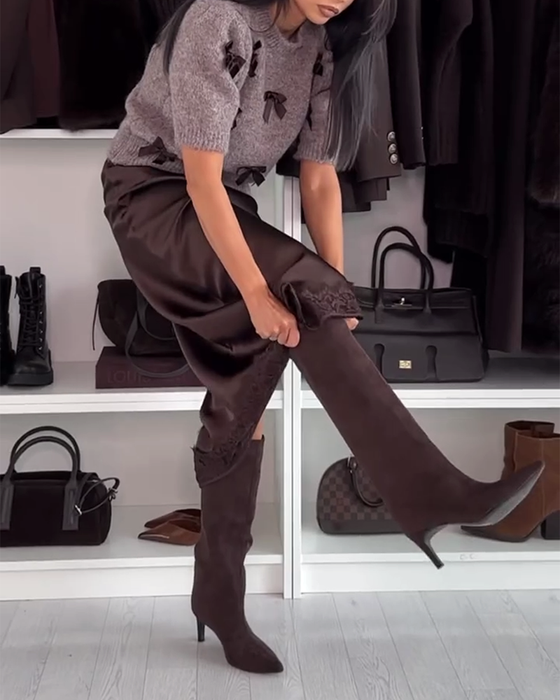 Pullover Med Sløjfedetalje Og Rund Hals