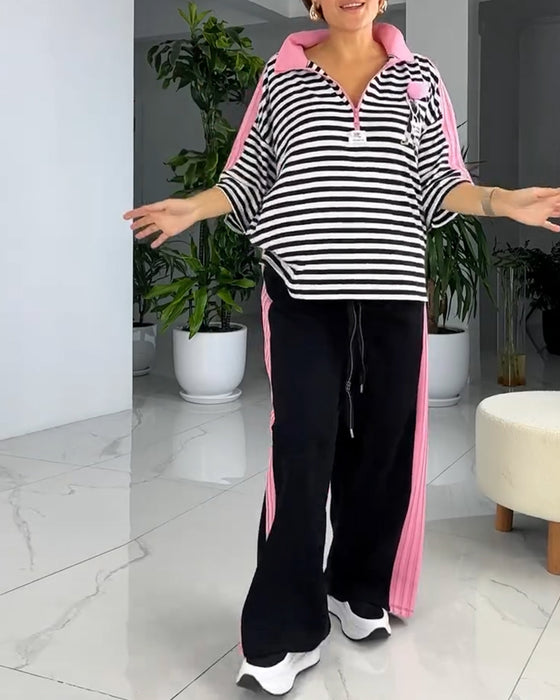 Dragt Stribet Print Løse Bukser