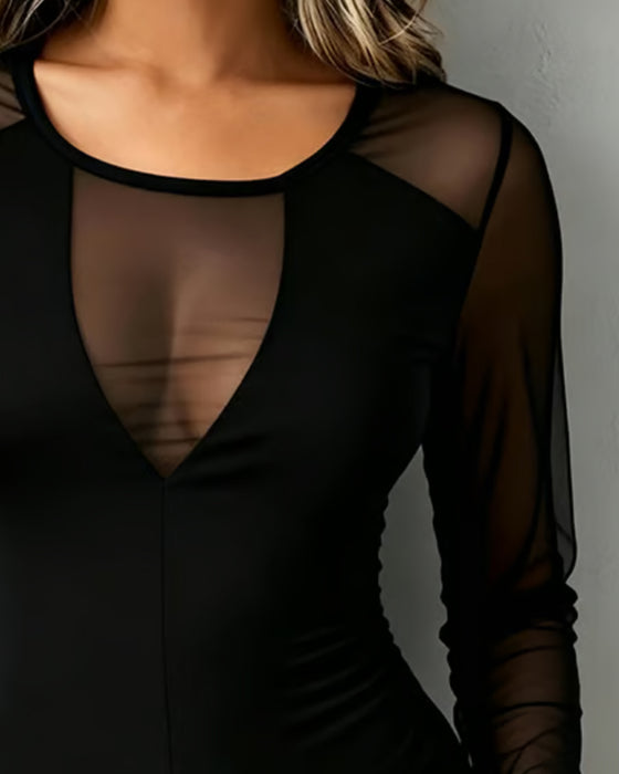 Bluse V-Hals Trendy Lang Ærme