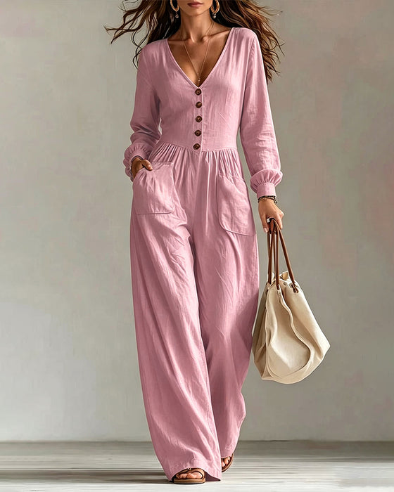 Jumpsuit Casual Lomme Lang Ærme
