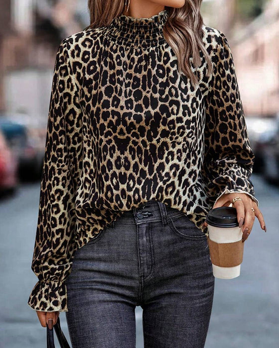 Langærmet Top Med Leopardprint