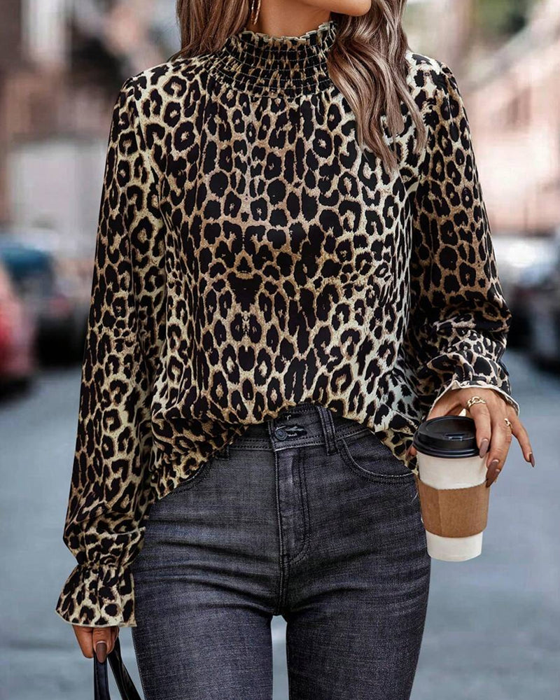 Langærmet Top Med Leopardprint