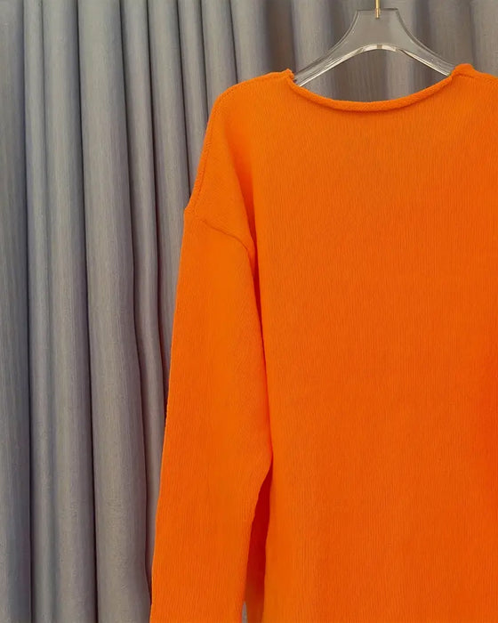 Sweater V-hals Bogstavtryk Løs Casual