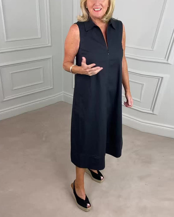 Sort hverdagskjole med skjortekrave