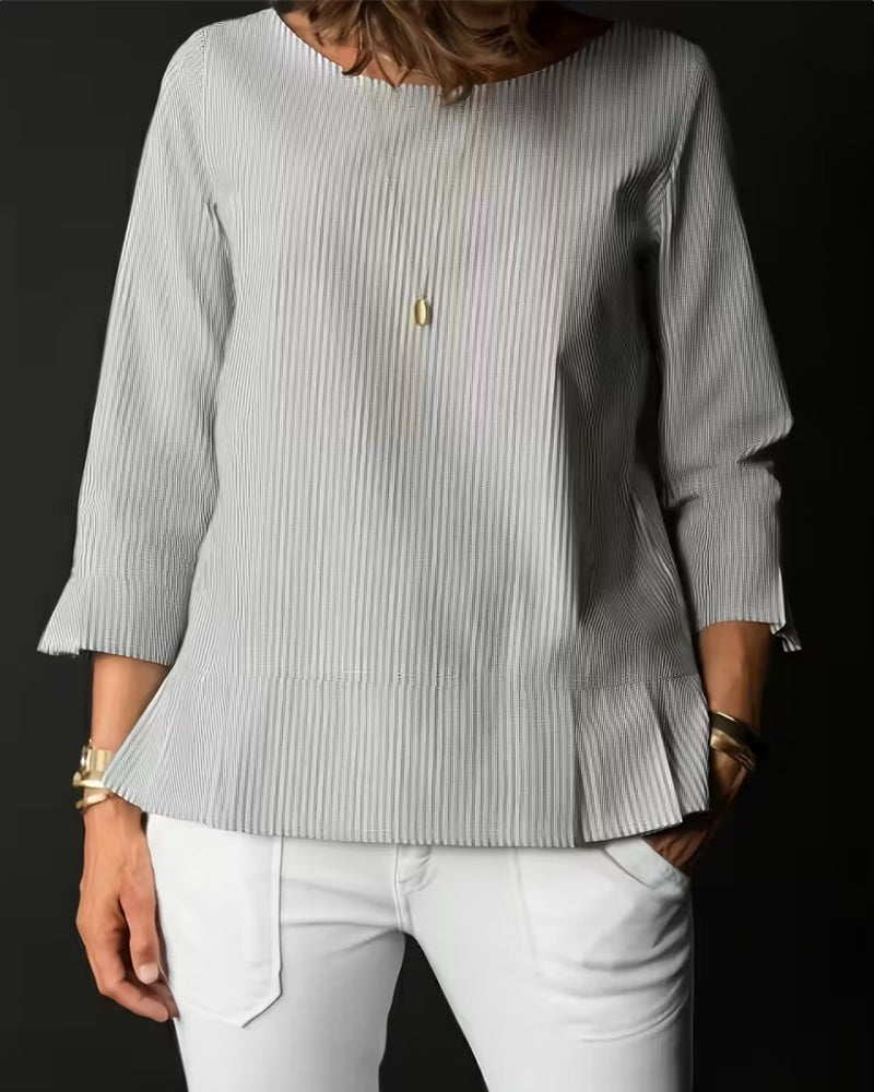 Top Stribet Rund Hals