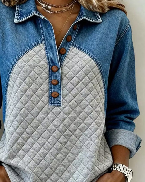 Sweatshirt Denim Patchwork Stilfuld