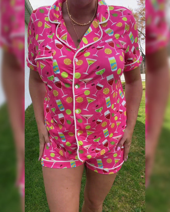 Todelte Sæt Vinflaske Print Casual