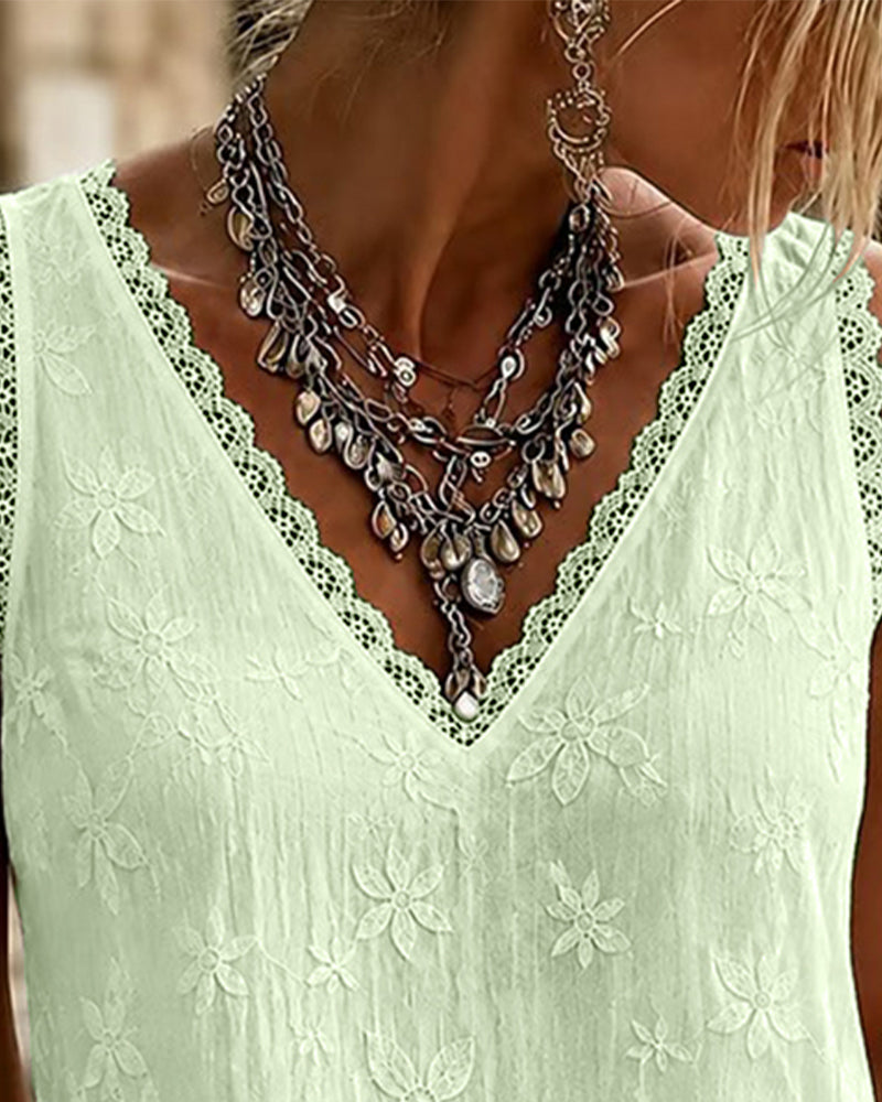 Tanktop V-Hals Enfarvet Blonder