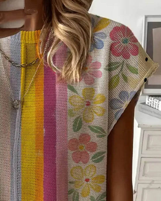 Pullover Prikket Regnbuestribet